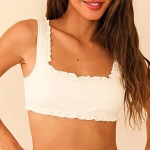 Dippin Daisy’s Cream Crinkle Square Neck Bikini Top